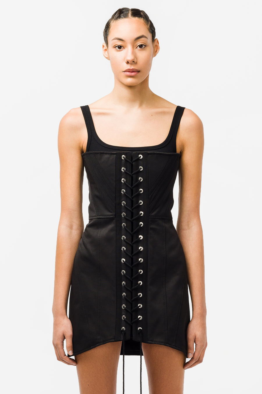 Laced Utility Corset Dress in Black